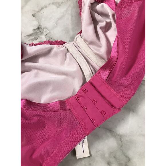NWOT Cacique Unlined Bra Women's Size 42DD Hot PINK Lace Underwire Back Closure - Picture 11 of 11